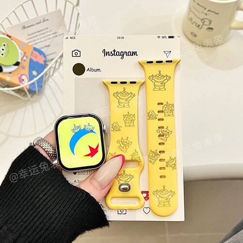 软萌三眼仔适用iwatchs11/10苹果手表表带SE硅胶Applewatchs9/8/7
