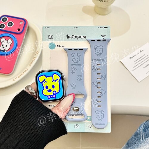 治愈蓝原田治狗狗适用iwatchs11/10苹果手表表带硅胶Applewatchs9