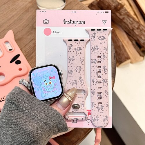 波点不理左卫门猫咪适用iwatchs11/10苹果手表带硅胶Applewatchs9