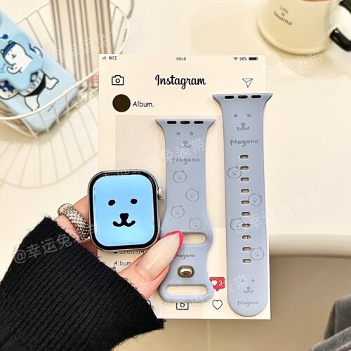 治愈自嘲熊表情适用iwatchs11/10苹果手表表带SE硅胶Applewatchs9