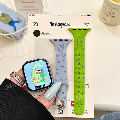 撞色数钱丑鱼适用iwatchs11小蛮腰10苹果手表表带硅胶ApplewatchS