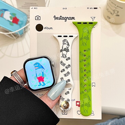 撞色口袋钱丑鱼适用iwatchs11小蛮腰10苹果硅胶表带Applewatch9/8