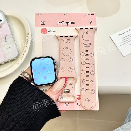 sweet苹果适用iwatchs11少女粉10苹果手表表带SE硅胶Applewatchs9