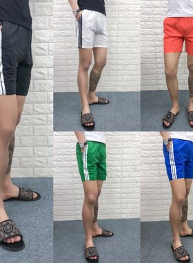 网红精神小伙纯色沙滩情侣三分裤