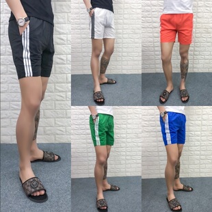 网红同款精神小伙短裤男修身纯色五分裤社会沙滩三分裤情侣大裤衩