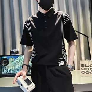 痞帅POLO衫 2025新款 潮流修身 上衣 男半袖 T恤男士 翻领短袖 冰丝夏装