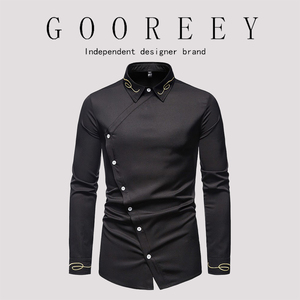 GooReey漫威毒液欧美西部牛仔长袖衬衫男士秋冬新款潮流修身衬衣