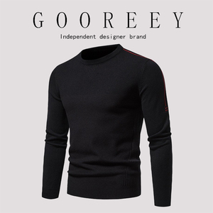 GooReey欧美新款修身长袖百搭简约圆领打底衫男士秋冬休闲针织衫