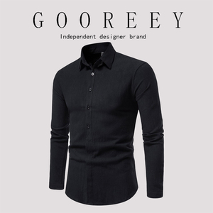 GooReey秋季2024新款潮牌薄款水洗男士长袖衬衫时尚日系休闲衬衣