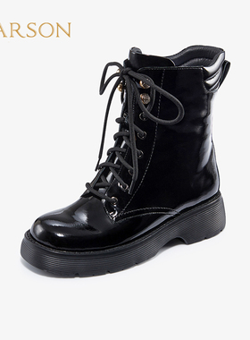 现货哈森奥莱专柜正品马丁靴厚底百搭真皮舒适女短靴HA17169