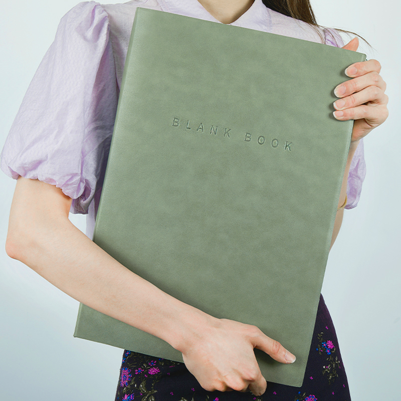 A3空白笔记本本子超厚本子760页简约大学生考研白纸本A3横线本画画草稿纸高颜值软皮面简约加厚记事本可定制