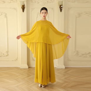 新中式雪纺披肩连衣裙春夏新款晚宴礼服度海边假裙拍照好看的裙子