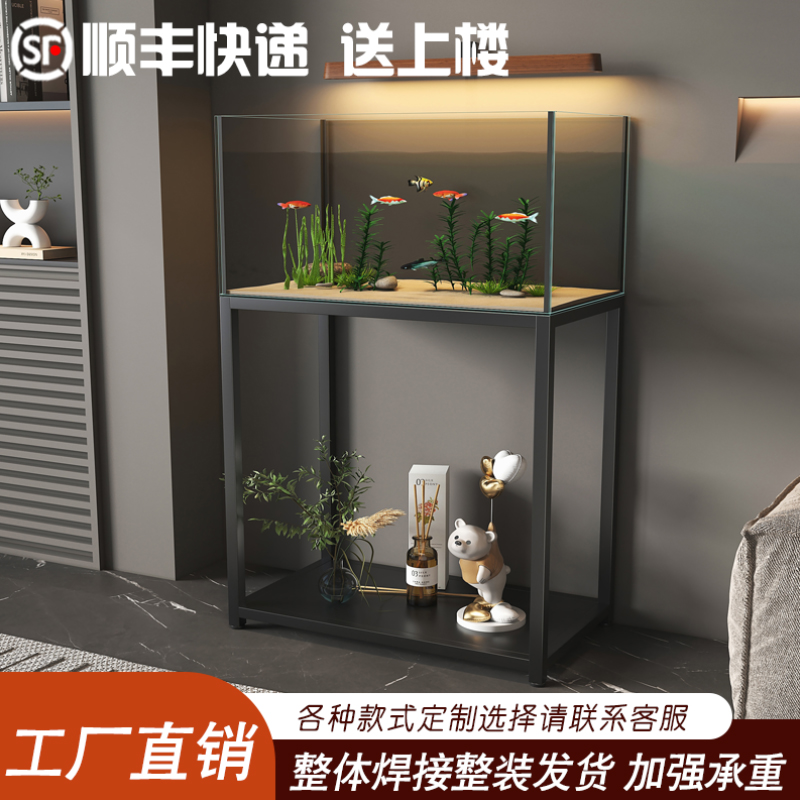 工业风双层鱼缸底柜底滤