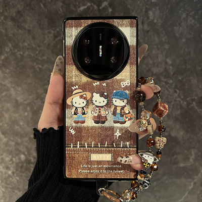 格纹kt猫咪适用华为matex6手机壳