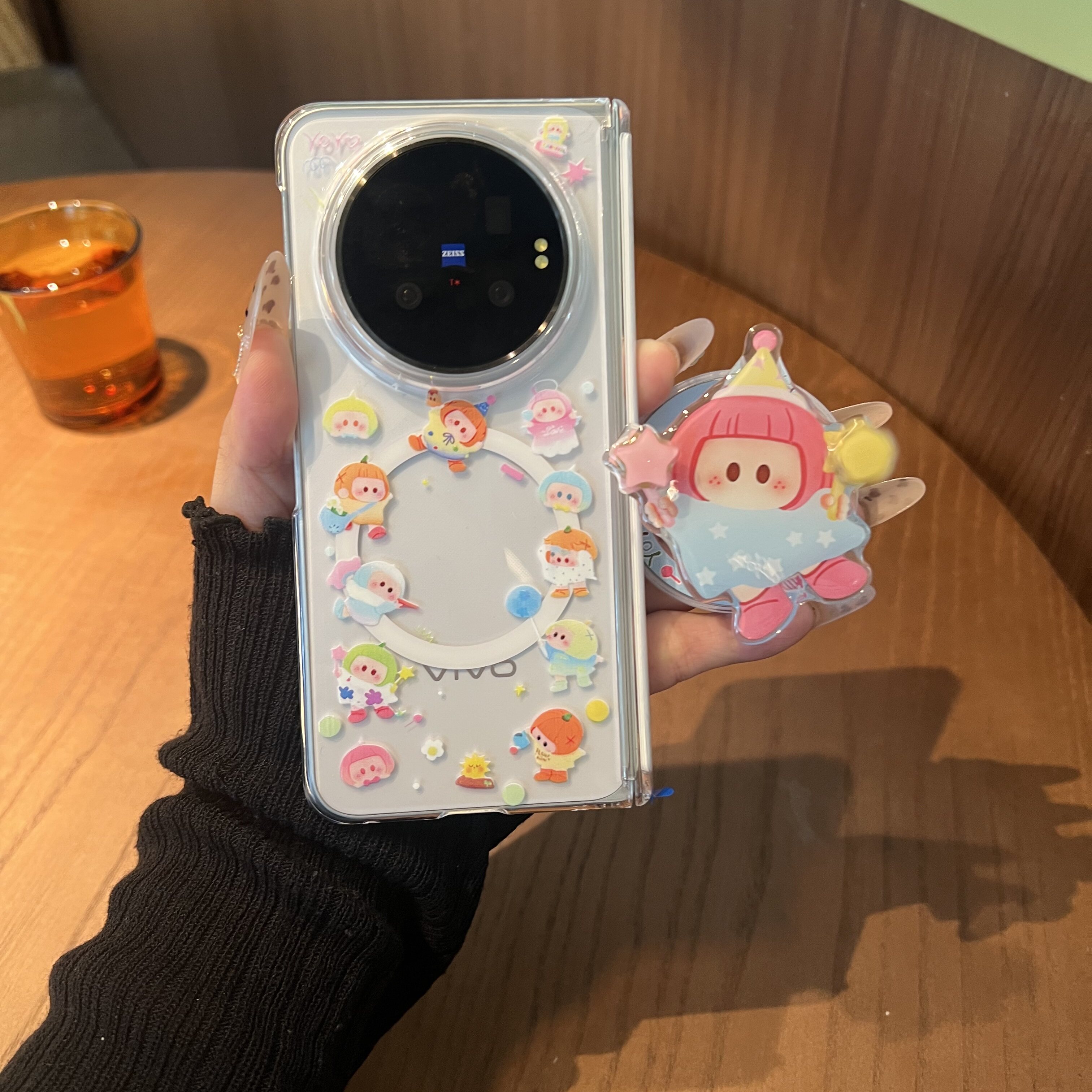 适用vivoxfold6折叠屏手机壳可爱南瓜头小女孩适用xfold5磁吸支架matex7中轴保护matex6x5适用oppon6N5防摔女图片