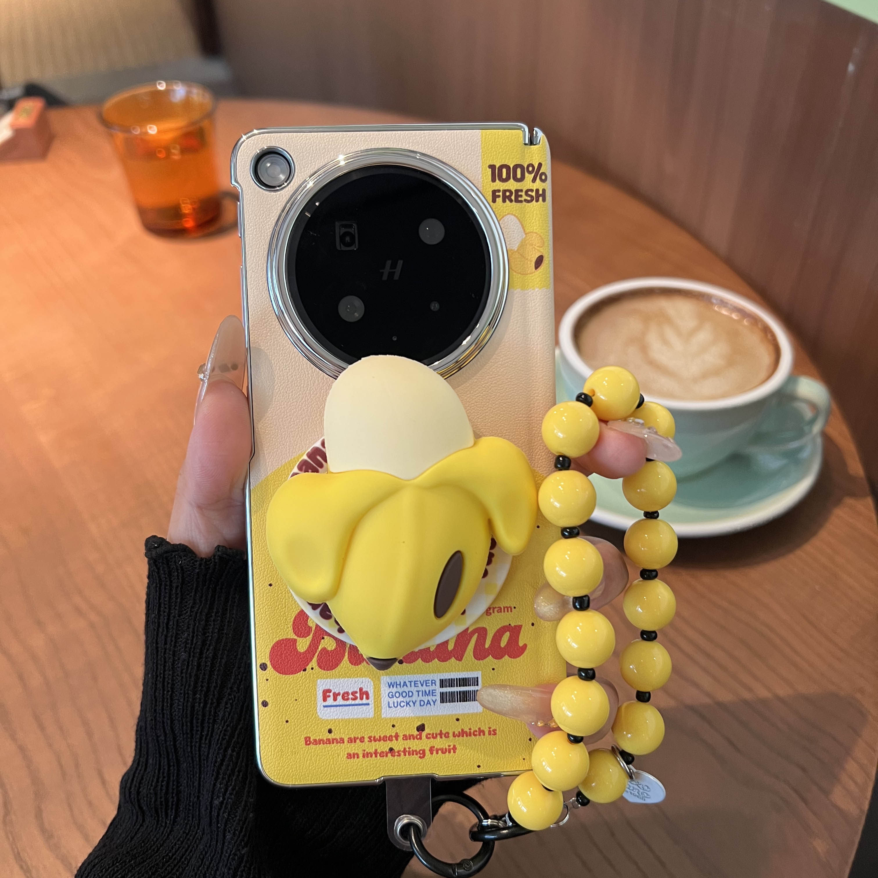 小清新泼墨香蕉适用oppofindN6折叠屏手机壳华为matex7磁吸支架matex6典藏版x5中轴保护荣耀V6男女vivoxfold5