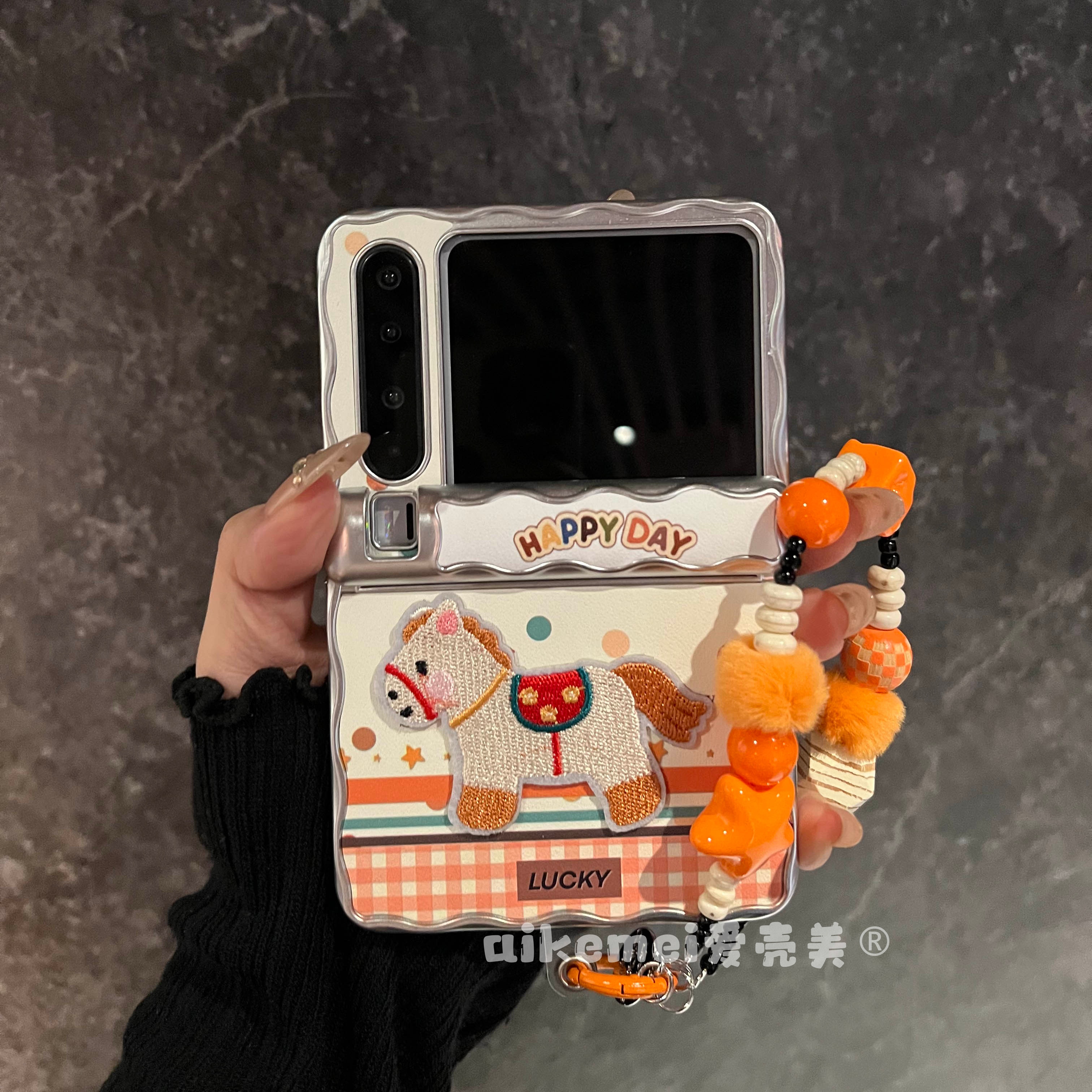 立体刺绣马适用华为purax手机壳