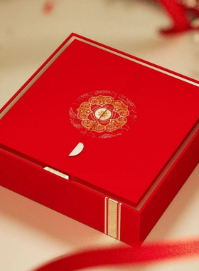 高档双开门礼盒红色橙色通用礼品盒羊肚燕窝虫草西洋参包装盒