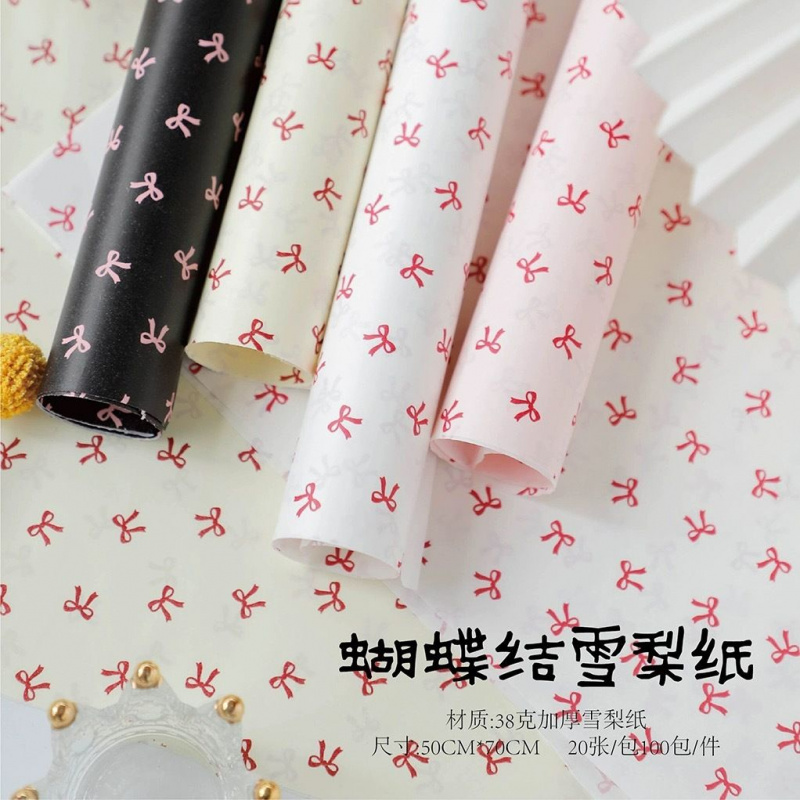 ins风蝴蝶结雪梨纸38g加厚