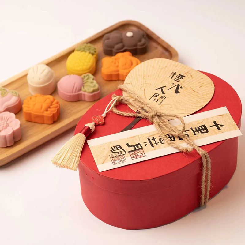 伴手礼椭圆纸盒红色特厚