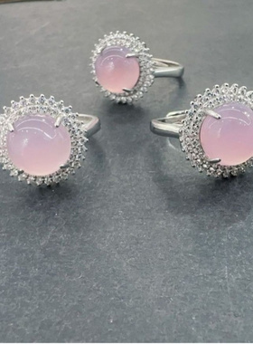 S925纯银高冰粉玉髓鸽子蛋戒