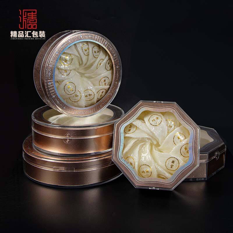 新款亚克力礼品盒圆形八角加厚透明燕窝虫草海参西洋参包装盒内盒