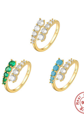 S925纯银迷你钻戒可调节欧美