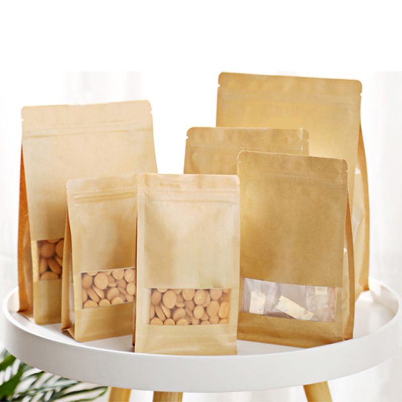 茶叶牛皮纸袋红枣狗粮密封3D拉链袋核桃八边封袋食品包装袋子