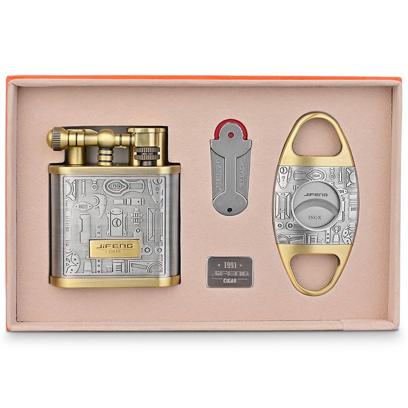 CIGARLOONG茄龙雪茄剪打火机套装雪茄剪配打火石雪茄三件套礼盒装