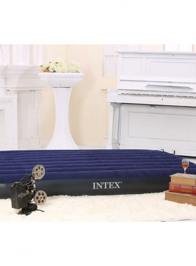 INTEX双人午睡气垫床单人充气床垫植绒蓝色条纹充气床加厚
