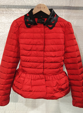 RMEO/浪漫一身冬季女短款羽绒服90%白鸭绒修身收腰可拆卸皮领暗扣