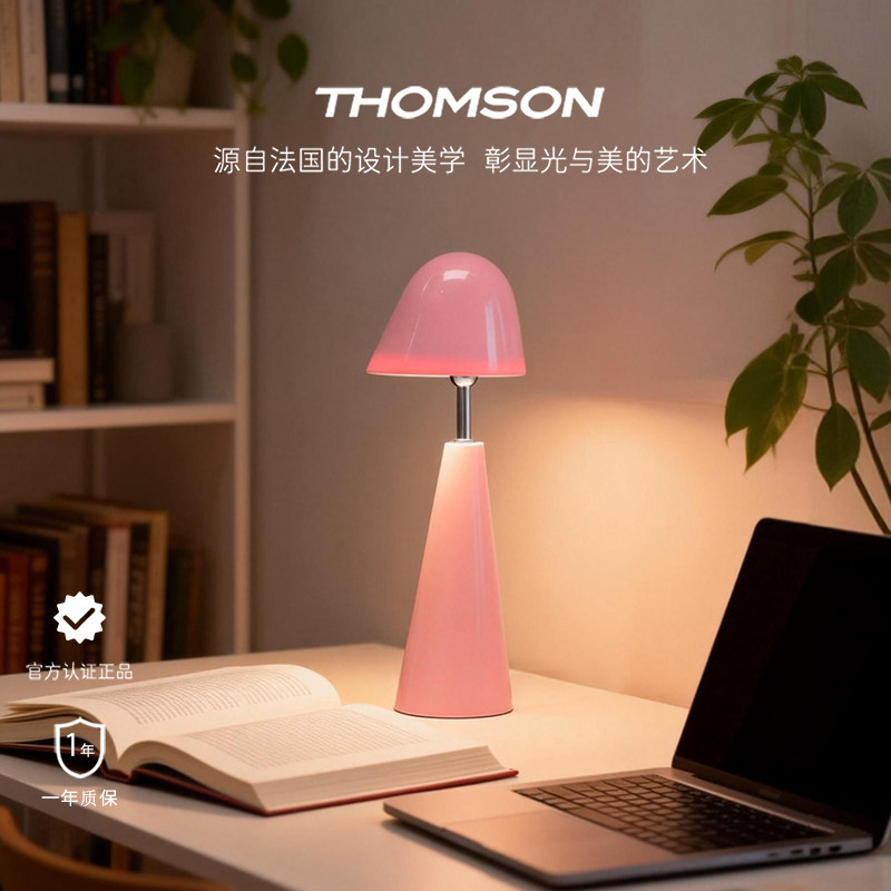 汤姆逊卧室床头灯客厅书房桌面充电台灯奶油风高级感氛围灯小夜灯