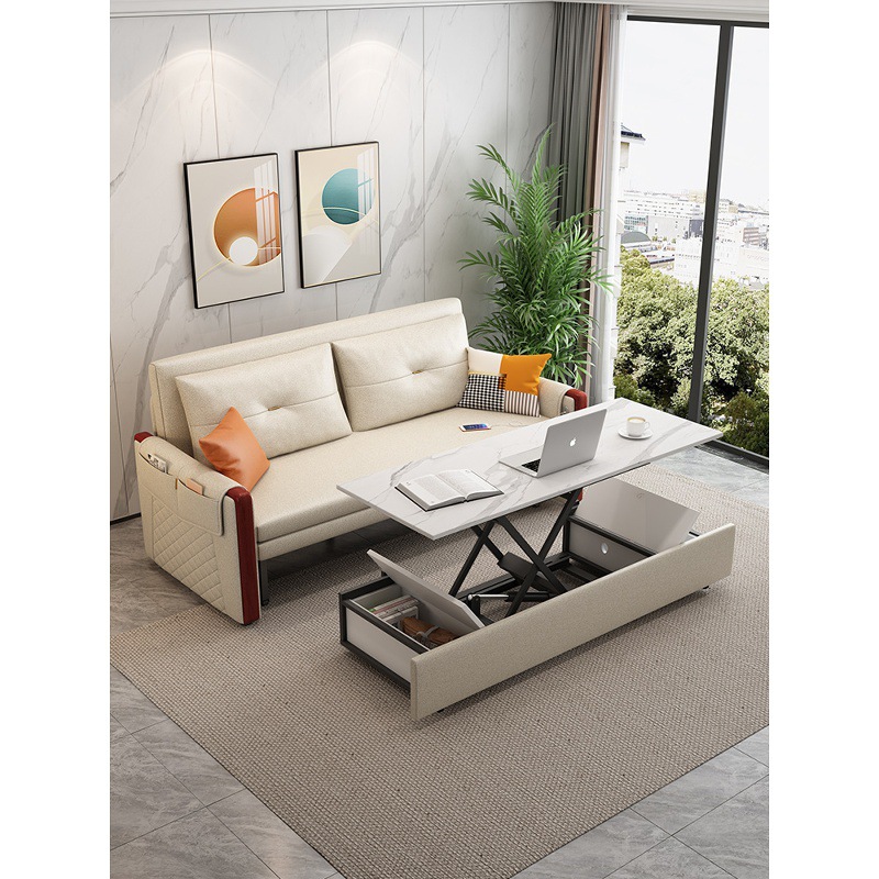 可折叠沙发床多功能两用小户型客厅双人伸缩床带升降茶几储物沙发