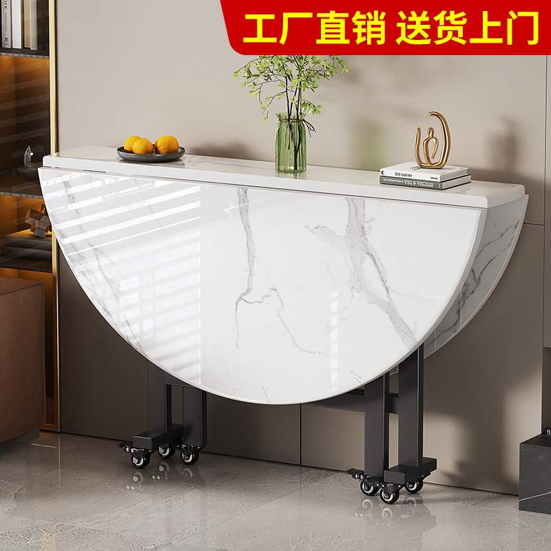 折叠餐桌家用小户型简约吃饭桌子出租房可移动多功能大圆桌子