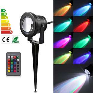 RGB水底灯鱼缸灯led喷泉灯24键遥控变色水下灯10W防水景观灯调光