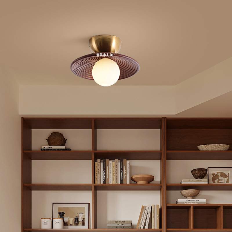 法式复古实木过道玄关灯侘寂风创意走廊灯具民宿阳台衣帽间吸顶灯