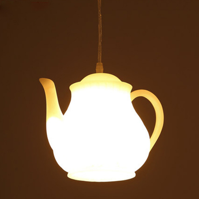 后现代LED单头茶壶吊灯茶楼茶餐厅树脂茶壶吧台吊灯创意时尚吊灯