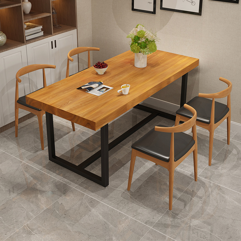 北欧实木餐桌酒店餐厅铁艺餐桌椅组合简约家具饭店餐饮店桌子
