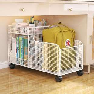 桌下书包架可移动置物架书架带轮小推车家用书桌书本收纳整理