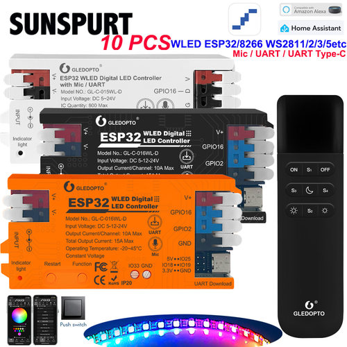 ESP32 WLED控制器SPI可寻址幻彩灯带WS2811 2812B SK6812 SM16703
