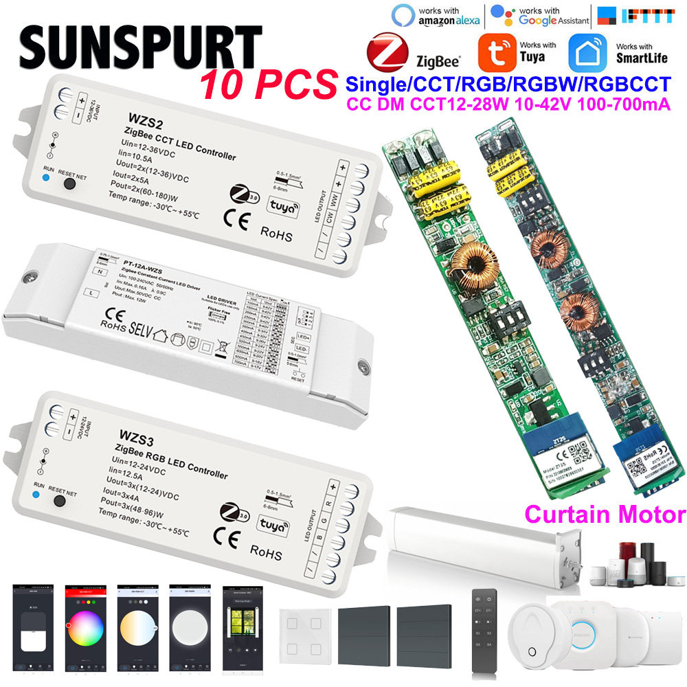 LED灯带控制器涂鸦智能ZIGBEE+遥控恒流驱动电源调光模块窗帘电机