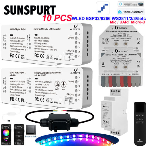 ESP32 WLED控制器SPI可寻址灯带WS2811 2812B SK6812 SM16703 DIY