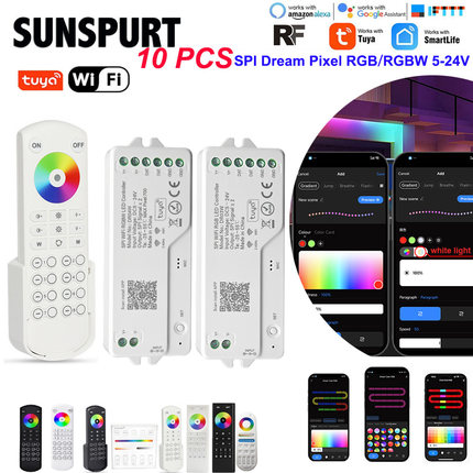 APP涂鸦幻彩WIFI控制器无线音乐喊泉跑马流水LED灯带阳台庭院使用