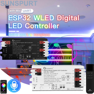 WLED 灯条控制器 ESP32 带麦克风可下载可寻址幻彩SPI LED 控制器