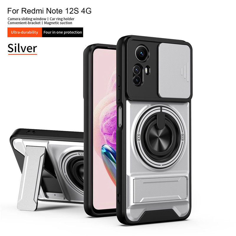 适用于红米Note12S手机壳带镜头盖推窗小米redminote12s保护套气囊防摔redmi全包nt外壳海外版香港国际支架