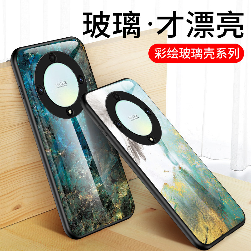 适用荣耀X9B手机壳网红潮牌大理石honorx9a防摔全包5G保护套RMO-NX1华为honor硅胶玻璃软外壳九a男女新款case