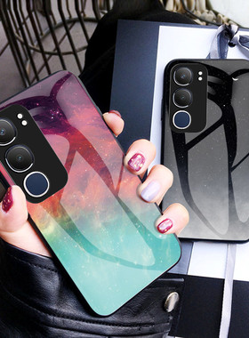 适用vivo y19s手机壳彩绘玻璃vivoy19s保护套星空全包防摔V2419外壳case海外版男女新款vovoy超薄viovy软边胶