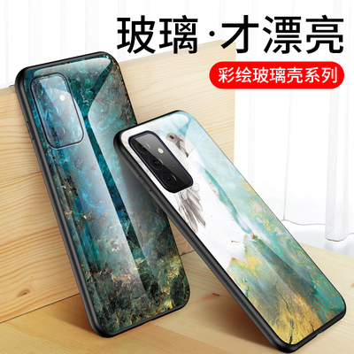 适用三星A52S手机壳全包保护Galaxy A72彩绘玻璃套SM-A526B防摔软硅胶Samsunga52大理石a52s男女新款5G外壳子