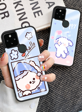 适用谷歌pixel5A手机壳新款彩绘玻璃Google pixel5全包防摔硅胶保护套PIXEL五5XL卡通可爱女生款pixel5外壳5A