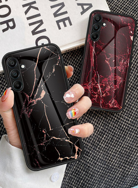 适用三星A16手机壳彩绘玻璃Galaxya16保护套大理石纹SM-A166B外壳p男女新款galaxy超薄case全包防摔E硅胶软边